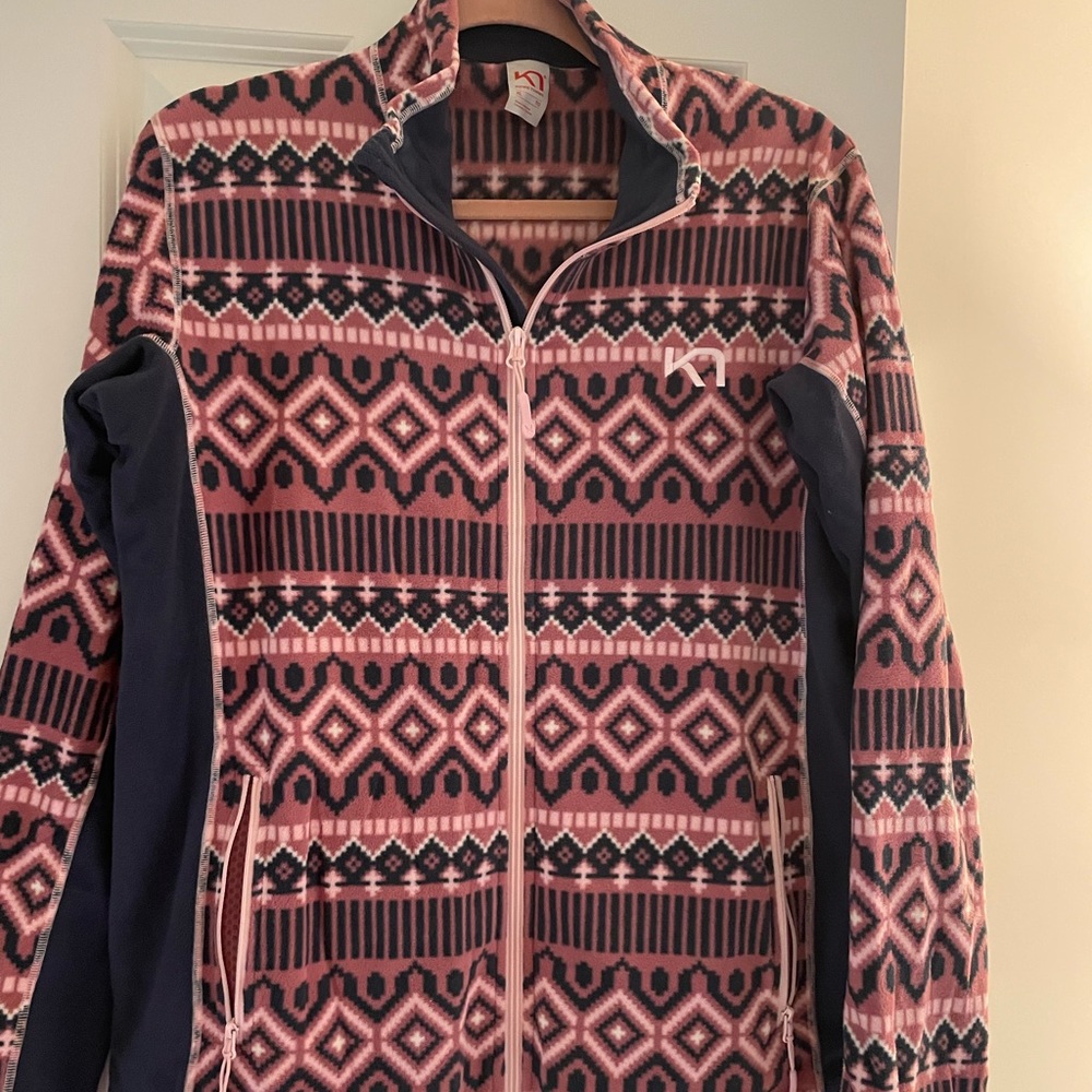 Kari Traa front zip active fleece Size XL Blue Pink